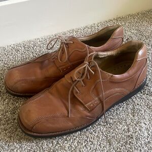 Johnston & Murphy Golson Runoff Mens 10.5 Brown Leather Oxford Casual Shoes